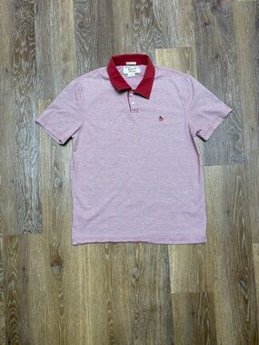 Original Penguin Men’s Heather Pink Polo with Red Contrast Collar